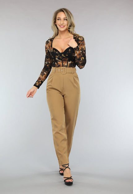NEW3101 Kanten Korset Bodysuit met Bloemenprint