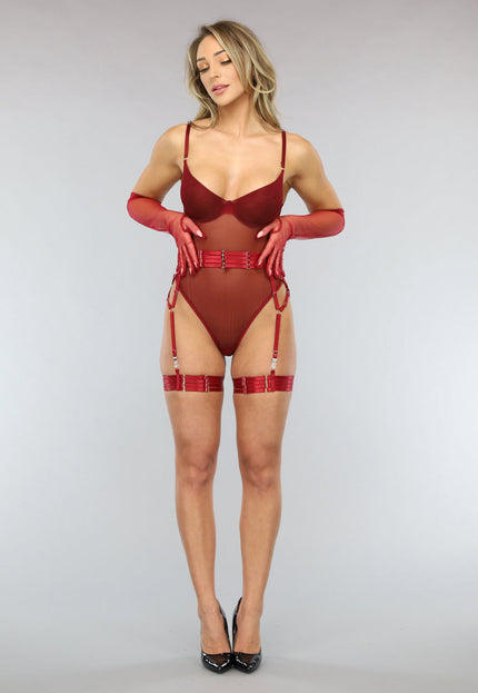 NEW3101 Wijnrode Doorschijnende Lingerie Set