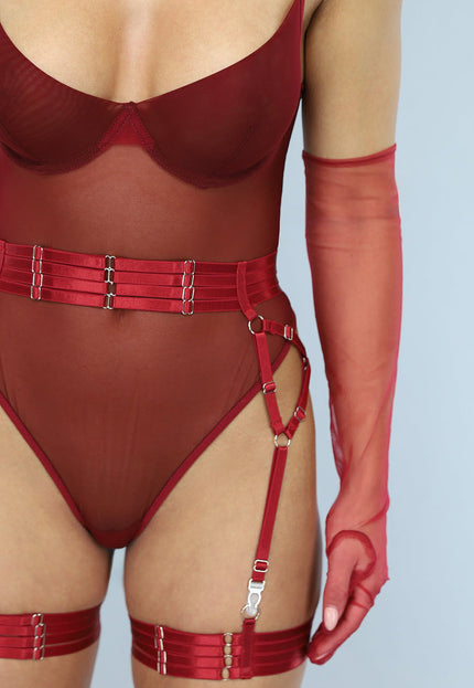 NEW3101 Wijnrode Doorschijnende Lingerie Set