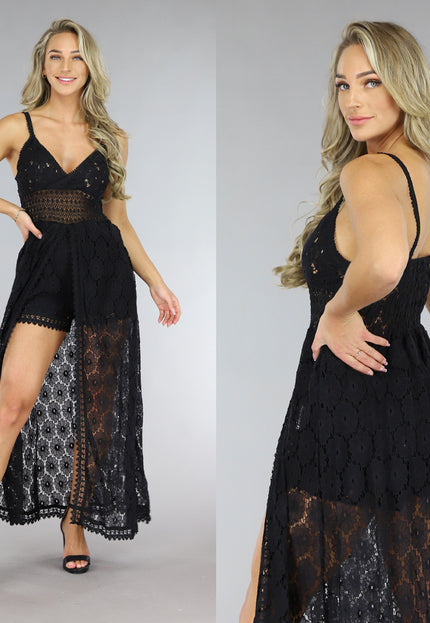 NEW3105 Zwarte Boho Playsuit