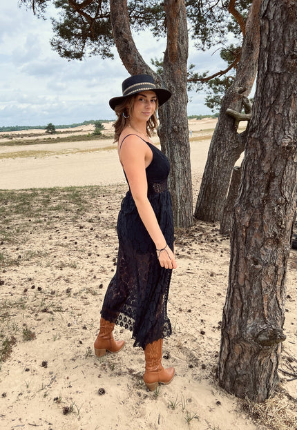 NEW3105 Zwarte Boho Playsuit