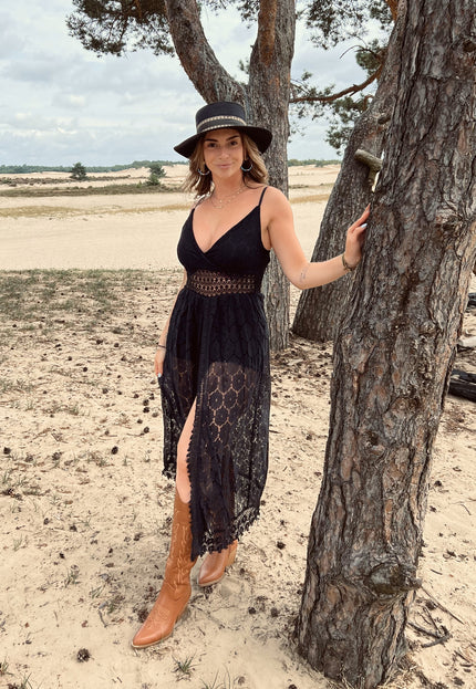 NEW3105 Zwarte Boho Playsuit