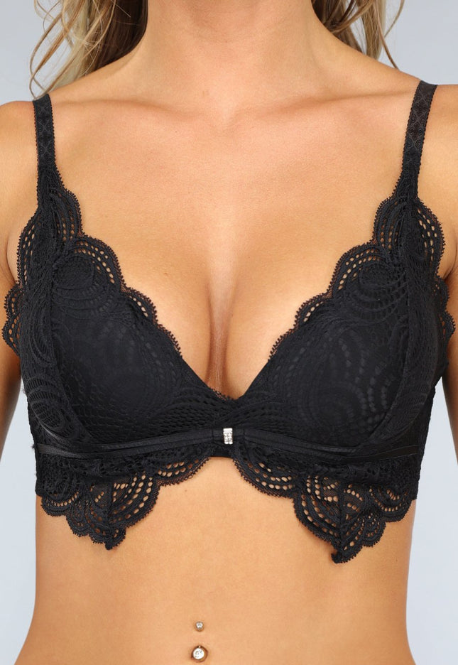 NEW3107 Kanten Padded Top in Zwart