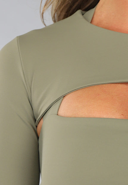 NEW3107 Khaki Longsleeve Bolero