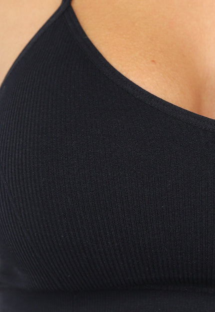 NEW3107 Korte Zwarte Fitness Set met Gekruiste Rug