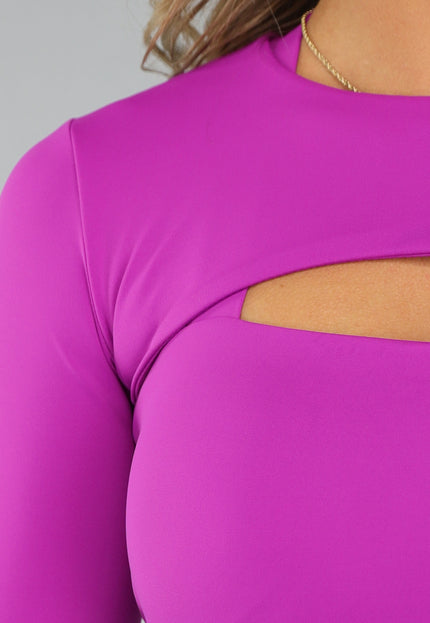 NEW3107 Paarse Korte Longsleeve Top