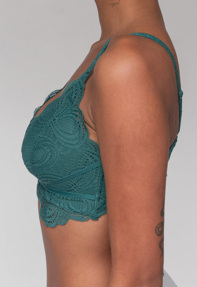 OP=OP.09.NL Voorgevormde Kanten Bralette in Zeegroen