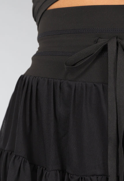 NEW3107 Zwart Mesh Broekrokje in Zwart