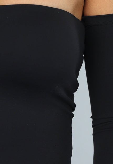 Off Shoulder Top met Lange Mouwen in Zwart