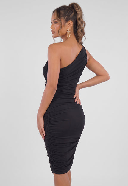 One Shoulder Zwarte Bodycon Jurk