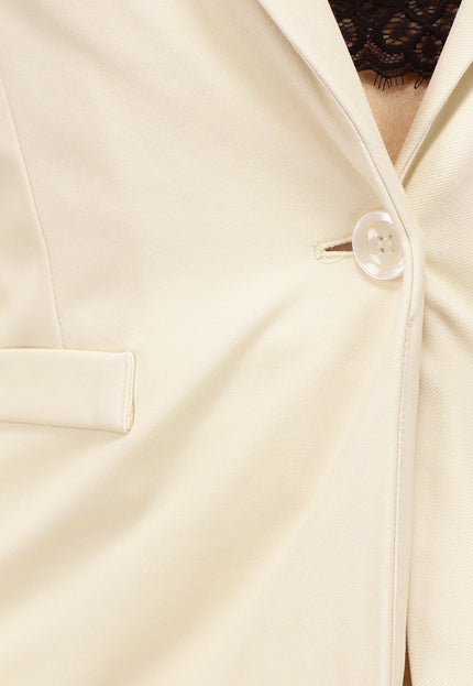 OP=OP.! Beige Elastische Halflange Blazer