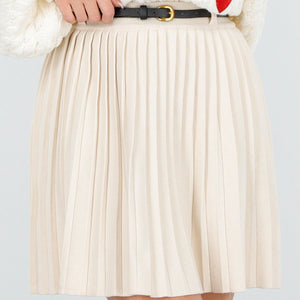 OP=OP.! Beige Geplooide Rok met Riem