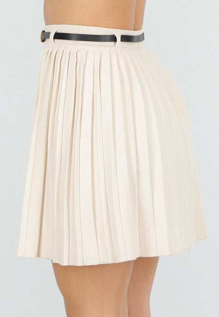 OP=OP.! Beige Geplooide Rok met Riem