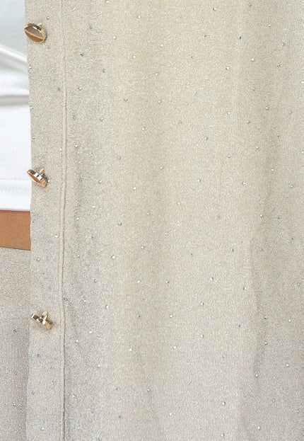OP=OP.! Beige Glitter Blouse met Lange Mouwen