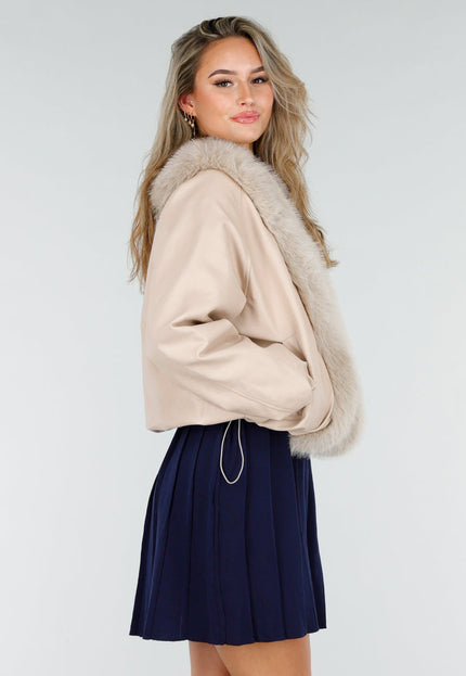 OP=OP.! Beige Jack met Bontkraag