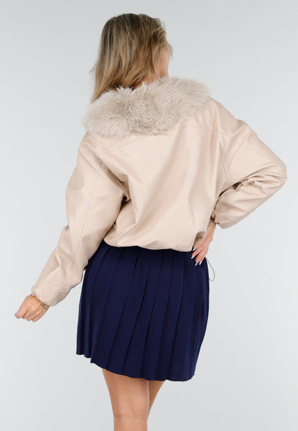 OP=OP.! Beige Jack met Bontkraag