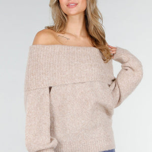 OP=OP.! Beige Off Shoulder Trui
