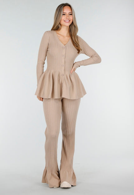 OP=OP.! Beige Stretch Two-Piece Set
