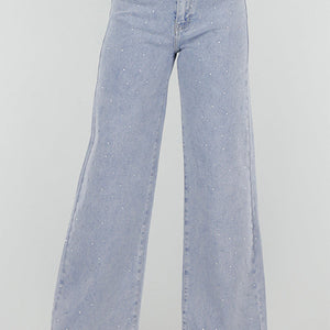 OP=OP.! Blauwe Jeans met Strass en Stretchfit