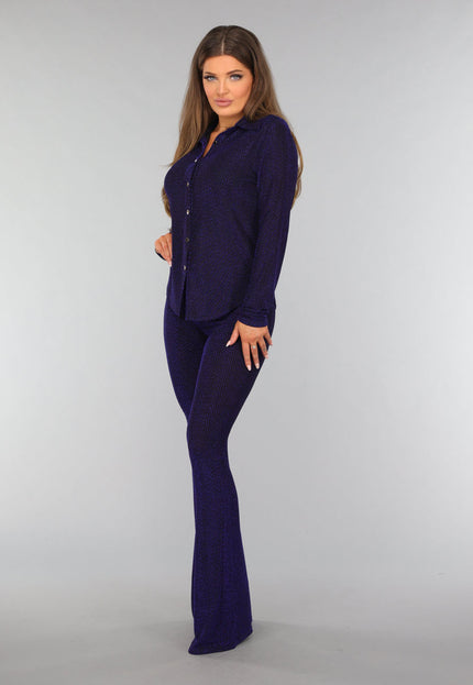 OP=OP.! Blauwe Longsleeve Blouse met Shimmer