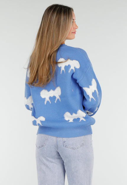 OP=OP.! Blauwe Trui met Witte Strikpatronen