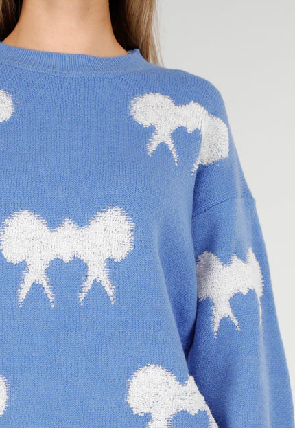 OP=OP.! Blauwe Trui met Witte Strikpatronen