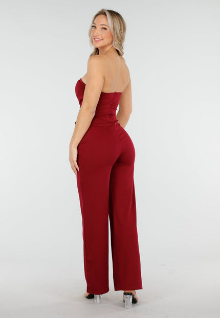 OP=OP.! Bordeauxrode Strapless Jumpsuit