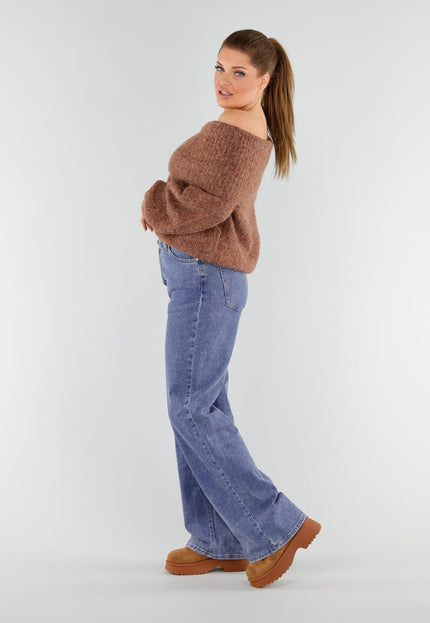 OP=OP.! Bruine Off Shoulder Trui
