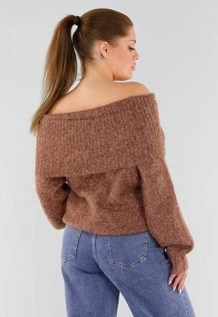 OP=OP.! Bruine Off Shoulder Trui