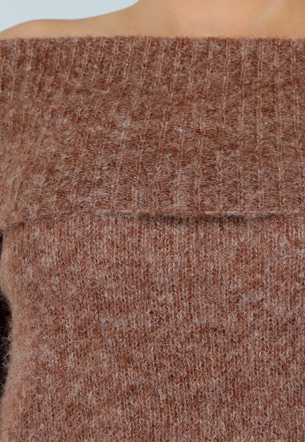 OP=OP.! Bruine Off Shoulder Trui