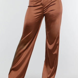 OP=OP.! Bruine Satijnen Stretch Pantalon