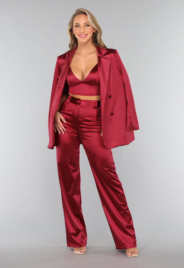OP=OP.! Burgundy Triangel Top met Satin Look