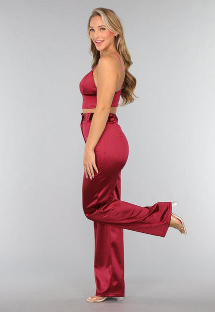 OP=OP.! Burgundy Triangel Top met Satin Look