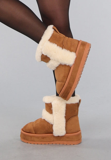 OP=OP.! Camel Teddy Laarsjes met Dikke Zool