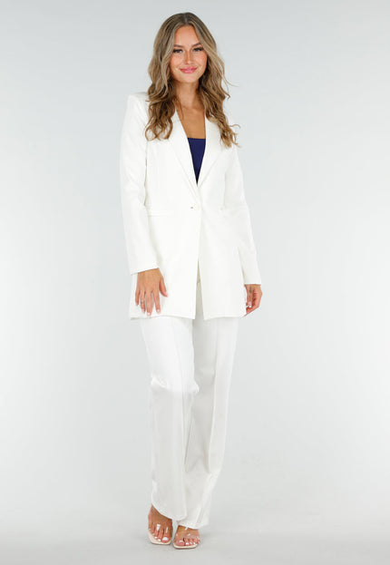OP=OP.! Cremekleurige Stretch Halflange Blazer