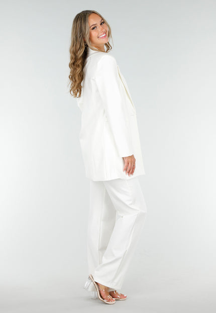 OP=OP.! Cremekleurige Stretch Halflange Blazer