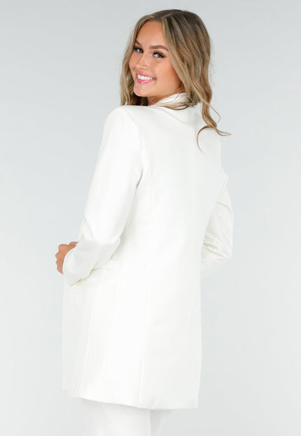 OP=OP.! Cremekleurige Stretch Halflange Blazer