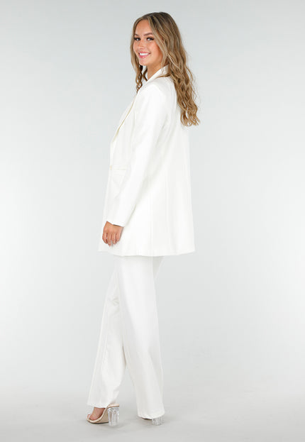 OP=OP.! Cremekleurige Stretch Halflange Blazer