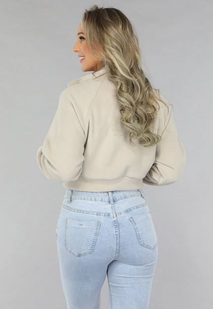 OP=OP! Cropped Fleece Vest met Hoge Kraag