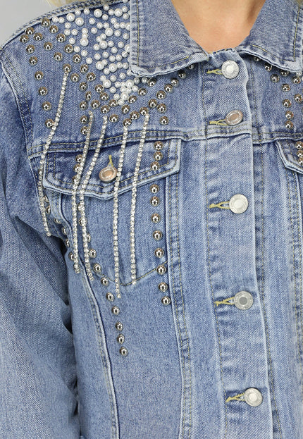 OP=OP.! Denim Jasje met Strass Franjes