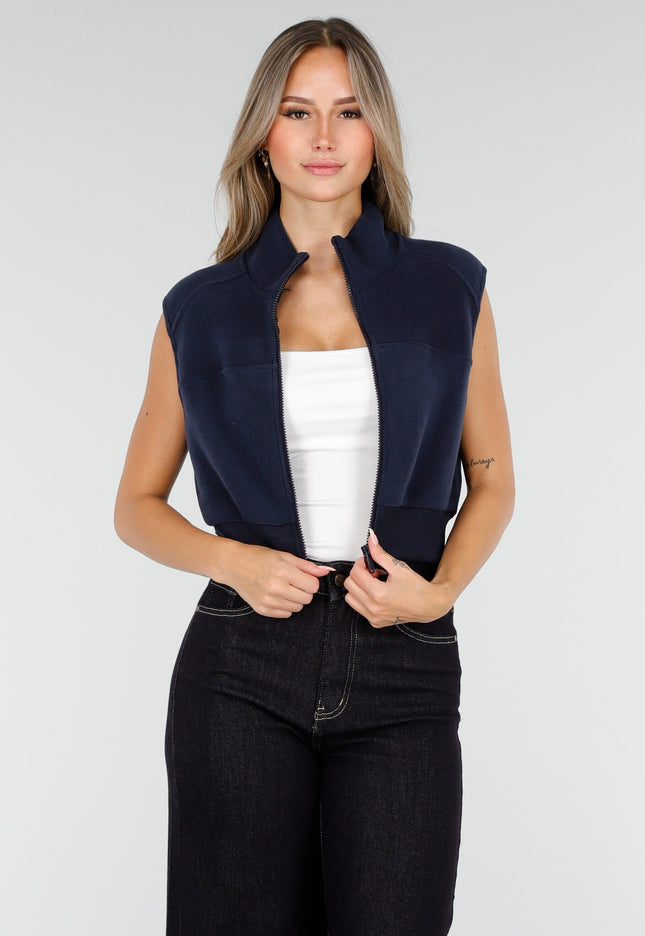 OP=OP.! Donkerblauw Sportvest met Rits