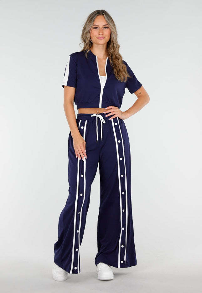 OP=OP.! Donkerblauwe Set met Vestje en Wijde Broek