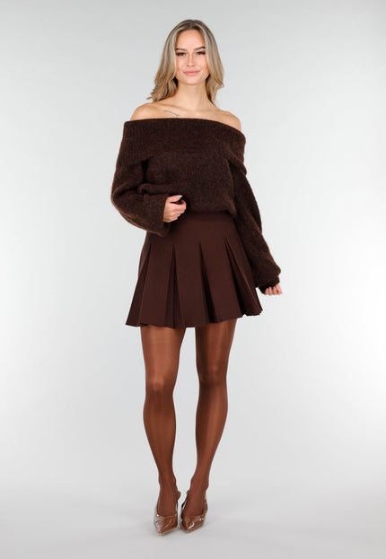OP=OP.! Donkerbruine Off Shoulder Trui met Wol