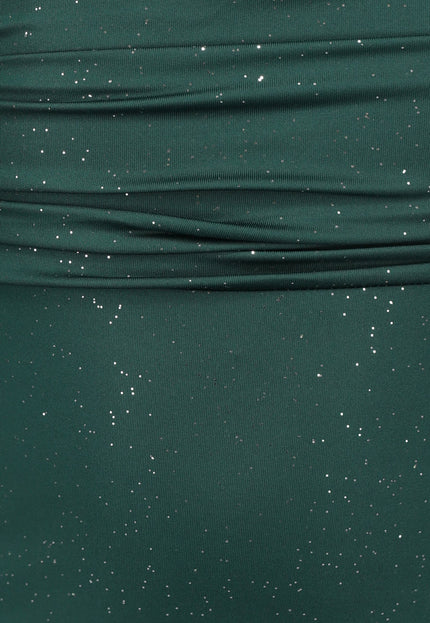 OP=OP.! Donkergroene Glitter Galajurk met Split
