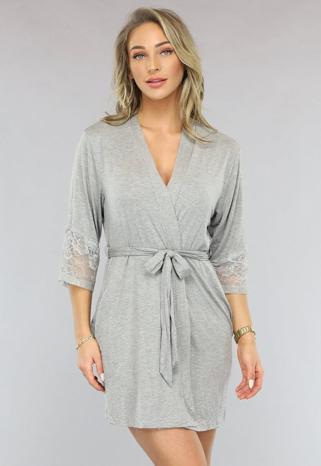 OP=OP! Elastische Grijze Kimono met Kanten Rug