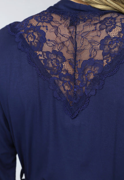 OP=OP.! Elastische Navy Kimono met Kanten Rug