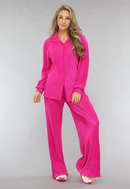 OP=OP.! Fuchsia Plissé Blouse met Broek