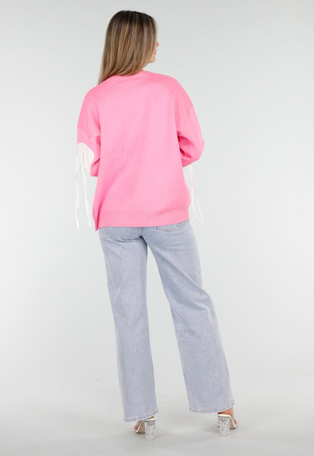 OP=OP.! Gebreide Sweater in Roze met Hartmotief