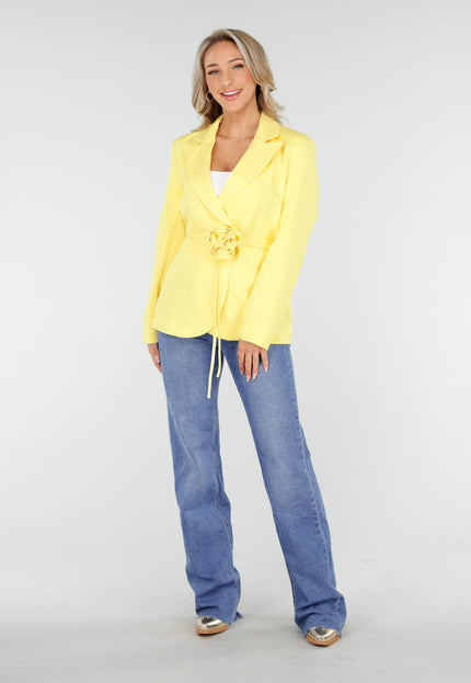 OP=OP.! Gele Blazer met Bloemceintuur