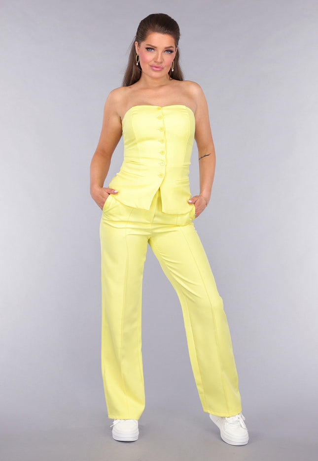 OP=OP! Gele Matching Set met Strapless Top en Pantalon